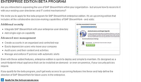 The beta version of the Enterprise Edition (screenshot: SAP)