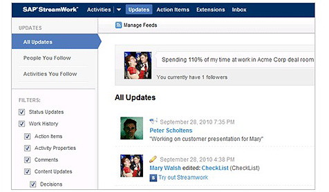 All users’ activities at a glance (screenshot: SAP)