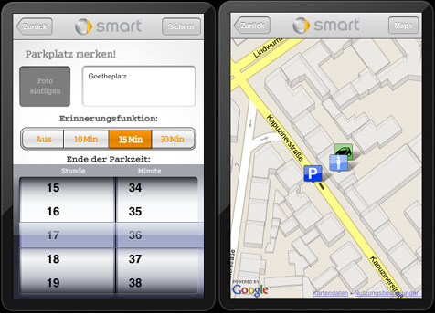 You don’t have to drive a smart to benefit from this app. Owners of other makes of car – or even bicycle – could find this app invaluable, too. It helps those of us with short memories to find our way back to our vehicle. Just to be on the safe side, you can even take a photo of your car or a nearby landmark (such as a shop window or a street sign). The app registers the location immediately and takes you back there using Google Maps. Download Smart Bring Me Back You don’t have to drive a smart to benefit from this app. Owners of other makes of car – or even bicycle – could find this app invaluable, too. It helps those of us with short memories to find our way back to our vehicle. Just to be on the safe side, you can even take a photo of your car or a nearby landmark (such as a shop window or a street sign). The app registers the location immediately and takes you back there using Google Maps. Download Smart Bring Me Back