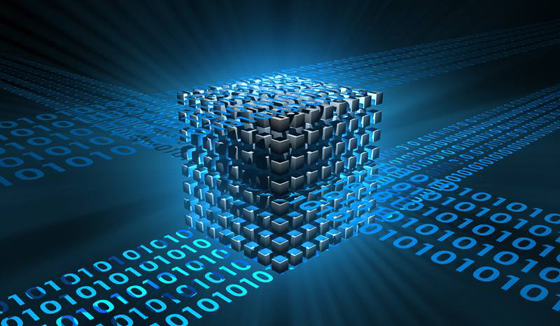 Graphic: Memory Cube with Binary Code Running Through